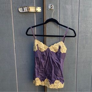 purple and cream lace camisole